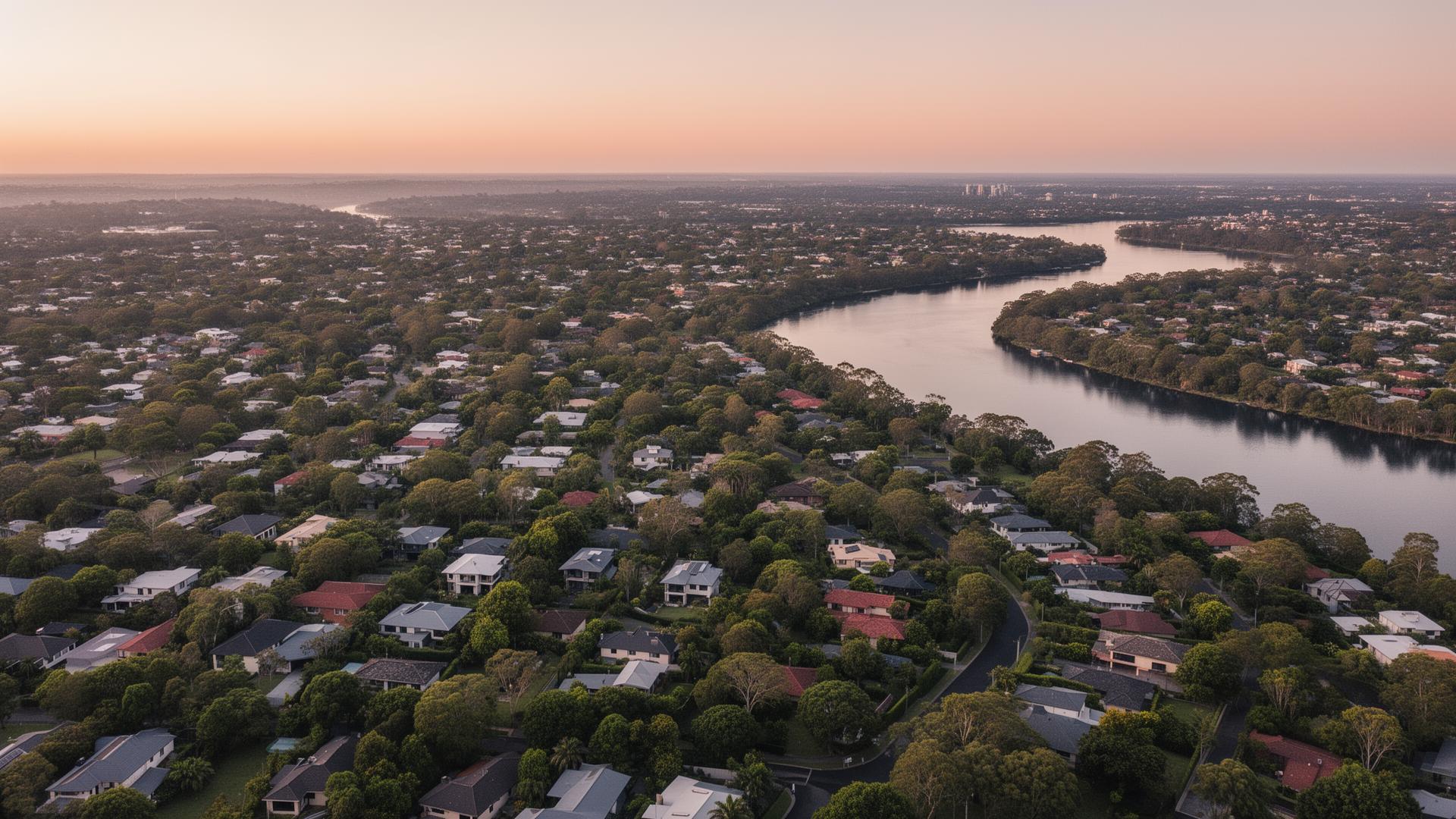 Aerial of leafy Brisbane suburb